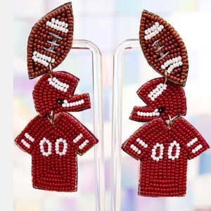 Football Themed Beaded Earrings